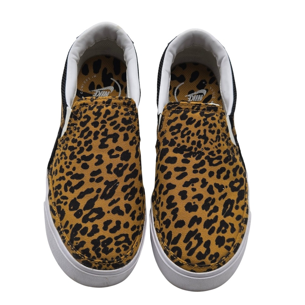Nike Court Legacy Slip-On Shoes Womens 6.5 Leopard Print Black Canvas DJ5938-001